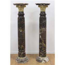 Pair Unusual Colored Marble Palace Size Pedestals