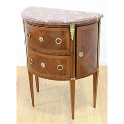 Marble Top Louis XVI Style  Demilune Commode