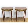 Image 1 : Pair Louis XVI Style Inlaid Wood Oval Side Tables