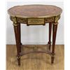Image 3 : Pair Louis XVI Style Inlaid Wood Oval Side Tables