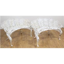 Pair Wrought Iron Benches, ca. early 20thc