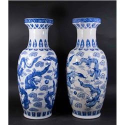 Pair Chinese Ceramic Temple Vases