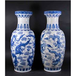 Pair Chinese Ceramic Temple Vases