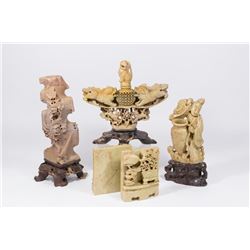 4 Pieces Carved Soapstone