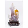 Image 2 : Agate Figurine of Guanyin on Fish with Wood Base