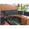Image 2 : CHERRY 6' X 6' CORNER COMPUTER DESK WITH CLOSED DOOR HUTCH