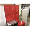 Image 1 : RED 6 COMPARTMENT STORAGE LOCKER AND MATCHING DOUBLE DOOR CABINET