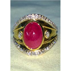 Natural Burma Ruby & Diamond Ring - GIA Certified