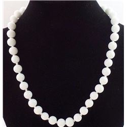 Natural White Jade Necklace - 12 mm