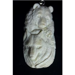 Hand Carved Bear & Wolf Pendant