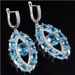 Natural Swiss Blue Topaz Earrings