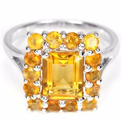 Natural Orange/Yellow Citrine Ring