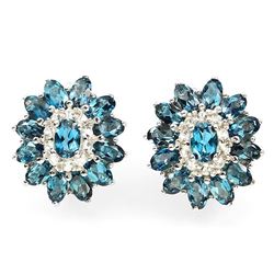 Natural London Blue Topaz & White Topaz Earrings