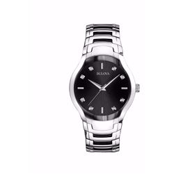 Bulova Black Dial Diamond Watch