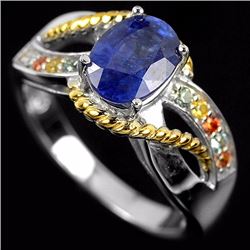 GENUINE MULTI COLOR SAPPHIRE & CZ RING