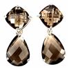Natural Cushion & Pear Smoky Topaz Earrings