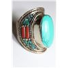 Image 1 : Tibet Hand Made Turquoise & Coral Ring