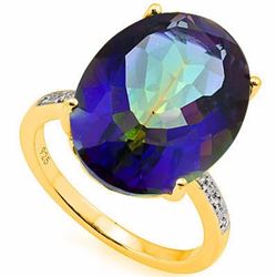 Natural Ocean Mystic Gem & Diamond Ring