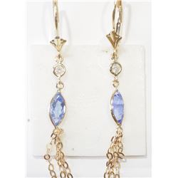 #3-14KT YELLOW GOLD TANZANITE & DIAMOND EARRING