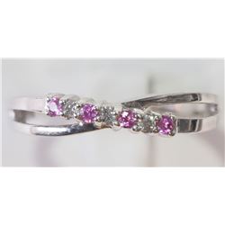 #5-10KT WHITE GOLD PINK SAPPHIRE & DIAMOND RING