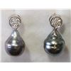 Image 1 : #16-STERLING SILVER  PEARL & DIAMOND EARRINGS
