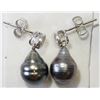 Image 2 : #16-STERLING SILVER  PEARL & DIAMOND EARRINGS