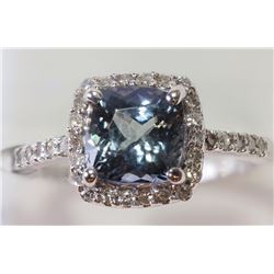 #18-14KT WHITE GOLD TANZANITE & DIAMOND
