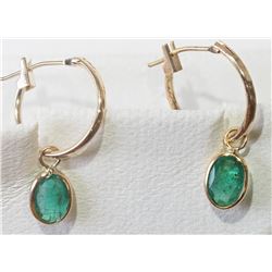 #21-14KT YELLOW GOLD EMERALD EARRINGS