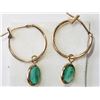 Image 2 : #21-14KT YELLOW GOLD EMERALD EARRINGS