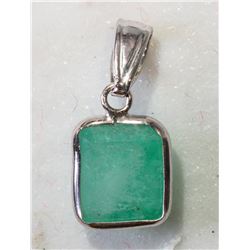 #22-14KT WHITE GOLD EMERALD PENDANT