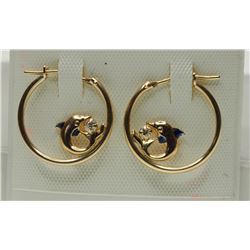 #24-10KT GOLD CUBIC ZIRCON DOLPHIN EARRING