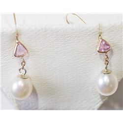 #28-14KT YELLOW GOLD PEARL PINK SAPPHIRE