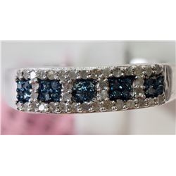 #29-STERLING SILVER BLUE DIAMOND & WHITE