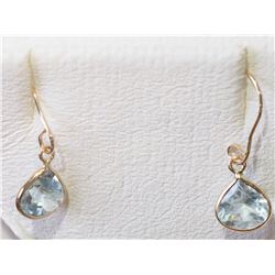 #32-10KT GOLD AQUAMARINE EARRINGS