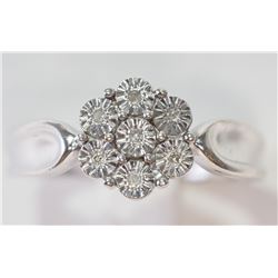 #34-STERLING SILVER DIAMOND RING WITH