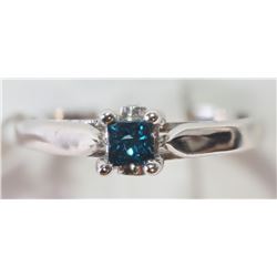 #35-14KT WHITE GOLD BLUE DIAMOND &
