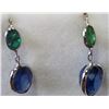 Image 1 : #39-14KT WHITE GOLD SAPPHIRE & EMERALD EARRING