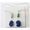 Image 2 : #39-14KT WHITE GOLD SAPPHIRE & EMERALD EARRING