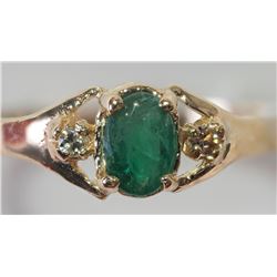 #43-10KT YELLOW GOLD EMERALD & DIAMOND