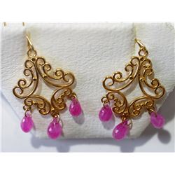 #45-14KT YELLOW GOLD RUBIES EARRINGS