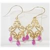 Image 2 : #45-14KT YELLOW GOLD RUBIES EARRINGS