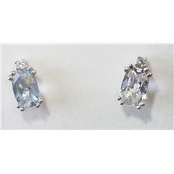 #47-14KT GOLD AQUAMARINE & DIAMOND EARRING