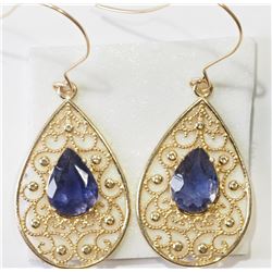 #48-14KT YELLOW GOLD TANZANITE EARRINGS