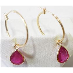#50-14KT YELLOW GOLD RUBY EARRINGS
