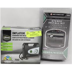 SLIME TIRE INFLATOR AND SCOSCHE STEREO INSTALL KIT