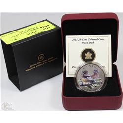 2013 CANADIAN 25 CENT "WOOD DUCK" COLOURED COIN