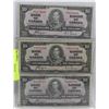 Image 1 : LOT OF THREE 1937 CANADIAN $10.00 BANK NOTES