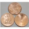 Image 1 : LOT OF 3 FINE COPPER 1-OZ COINS