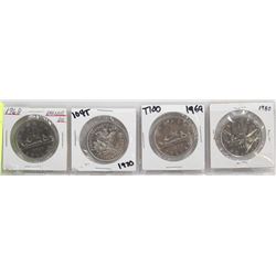 SET OF 4 CANADA $1 COINS - PROOF & BU -
