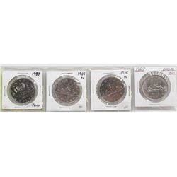 SET OF 4 CANADA $1 COINS - PROOF & BU -